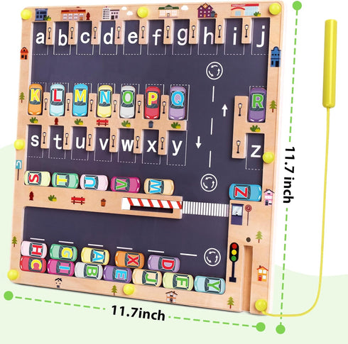 Wooden Magnetic Alphabet Maze Letter Puzzle, Montessori Fine Motor Skills Toys for Kids Age 3-5, Learning Gift