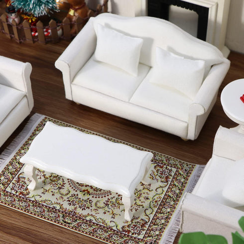 Set, Dollhouse Couch Miniature Furniture Sofa with Pillows for Living Room Desktop Decoration Fabric Sofa Mini Home