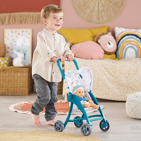 Corolle Baby Doll Stroller with Folding Canopy - Teal - Mon Premier Poupon Accessories Fit 12" Dolls for Kids Ages 18