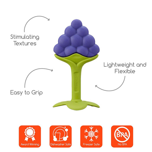 Innobaby Original Teethin Smart EZ Grip Fruit Teether and Sensory Toy for Babies, Grape, BPA Free
