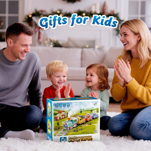 Set Set 2-4, 3 4 5 6 Hot Bee Train for Toddlers with Steam - Light Up & Sound Choo Choo Train, Electric Train