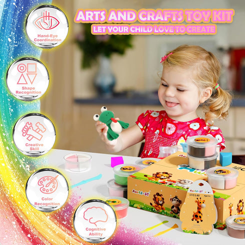 12 Air Dry Clay Kit - Animal Theme, Modeling Clay for Kids, DIY Model Magic Clay with Sculpting Tools and Tutorials