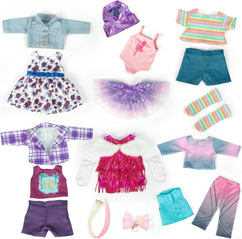 clbaby 18-Inch 19Pcs 18 Inch Set 3 Sets 18 Inch American Doll Clothes Accessories - Fashion Doll Outfit for Girls