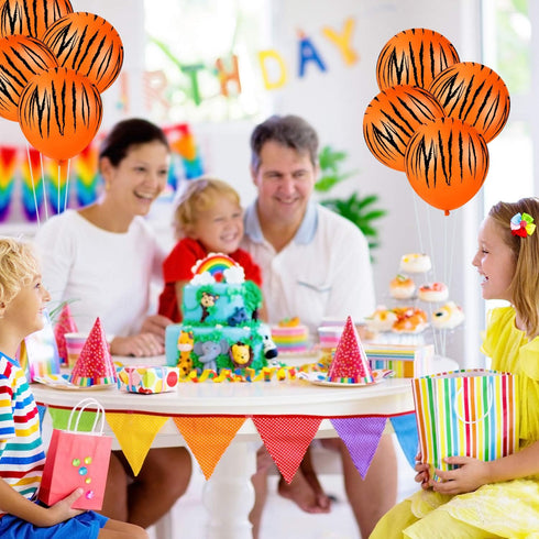 40 Tiger Balloons with Animal Print Stripes, Jungle Safari Theme for Zoo Party Supplies and Birthday Decoration