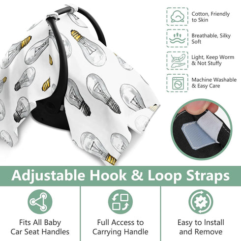 Mazeann Lightbulb Vintage Car Seat Cover Baby Breathable Soft Infant Carseat Covers Canopies Babies Carrier Covers