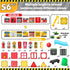 56PCS 4-8, 4 5 Magnetic Tiles for Kids, Construction Magnet Tiles with Fire Truck Station, Building, Road, Crane, Car