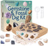 Gemstone and Fossil Dig Kit Excavate 10 Gems and 10 Fossils, STEM