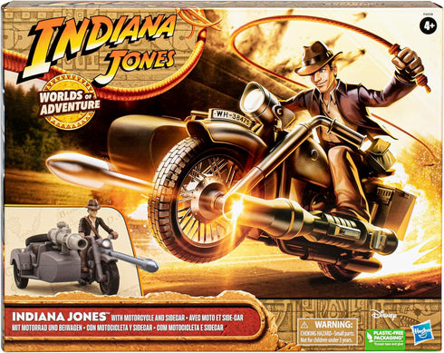 Indiana Jones Worlds of Adventure with Motorcycle and Sidecar Action Figure Set, 2.5-inch, Action Figures, Ages 4 and Up