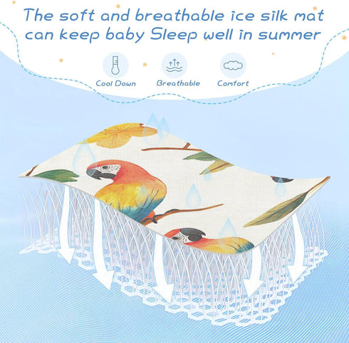 SyXIOP 28" 52" Cartoon Funny Macaw Neutral Cooling Baby Waterproof Crib Mattress Cover x Absorbent Bed Pads Disposable