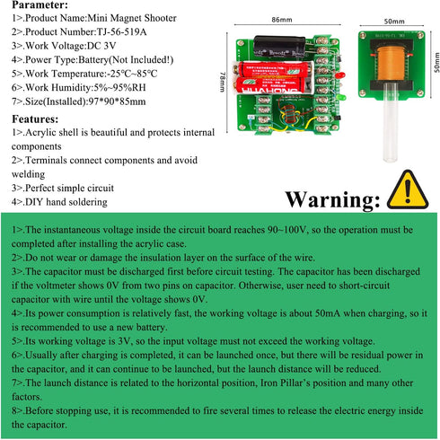 Soldering Practice Kit Electronic Mini Magnet Shooter DIY Kit, Fun Soldering Project for Parent and Child