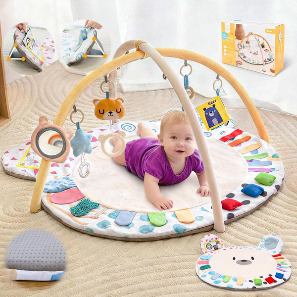 Baby Play Gym, Thickened and Non Slip Activity Mat, 5 Developmental Zones