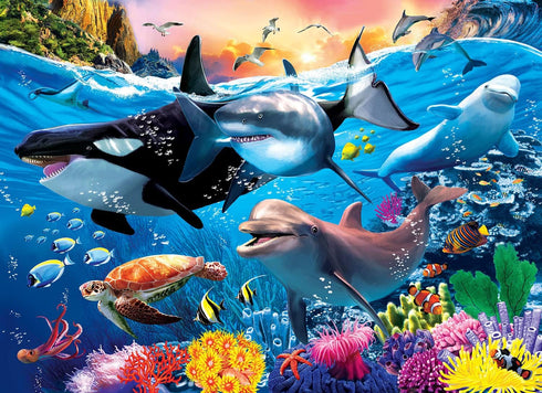100 Piece Jigsaw Puzzle for Kids Ages 4-8 - Underwater World, Educational Toys for Boys and Girls