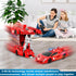 Transform Remote Control Car Robot, 1:18 Scale Police Car with Flashing Light, 360 Degree Rotating Drifting