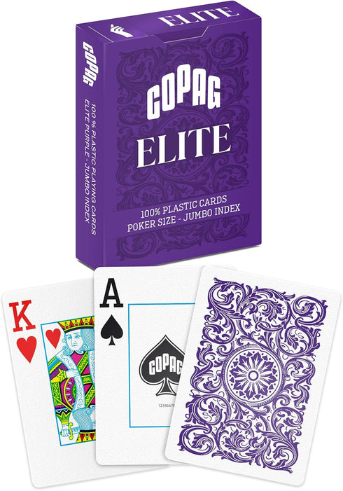 Copag Elite 100% Plastic Playing Cards, Jumbo Index, Poker Size (Standard) Single Deck (Purple)