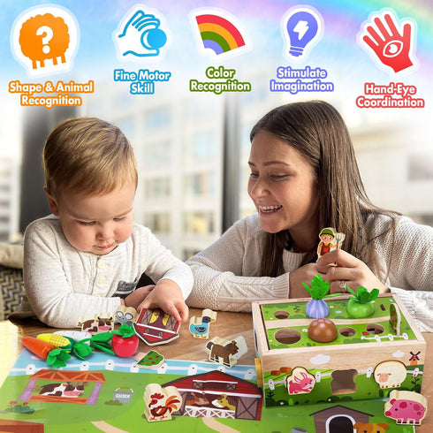 MuMua 1 1st 1 1-2 Montessori Wooden Sensory Toddler Toys: Toy for Year Old Boys Girls Birthday Gifts | One First