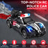 Remote Control Police Car Toy with Smoke Effect & LED Lights, Fast Rechargeable RC Car for Kids, Anti-Slip Rubber