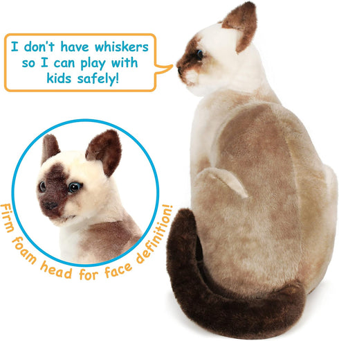 VIAHART Stefan The Siamese Cat - 14 Inch Plush Stuffed Animal by TigerHart Toys