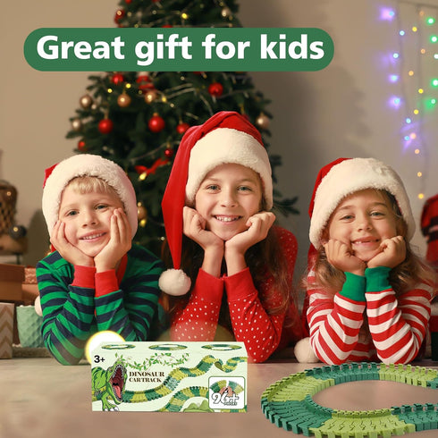 96 3 4 5 6 7, GIAT Pcs Dinosaur Car Track Expansion Kit Birthday Gift for Boys & Kids Ages Compatible with Most Dino
