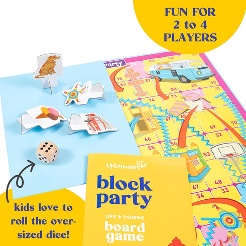 Block Party Board Game for Kids - Fun Easy to Learn Ups and Downs Game for 2-4 Players, Ages 3+
