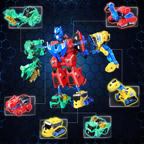 6-in-1 Set,STEM 3 4 5 6 7 8 9 10 Eohemeral Dinosaur Transforming Robot Toys Toy Combine Dinosaur Transform into