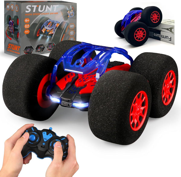 Stunt Remote Control Car with Oversized Sponge Tires, 2.4GHz Electric Race Stunt Vehicle Toy Double Sided 360° Rolling