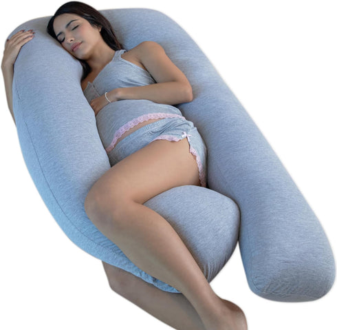 Pharmedoc Pregnancy Pillows, U-Shape Full Body Pillow - Solid Removable Jersey Cover