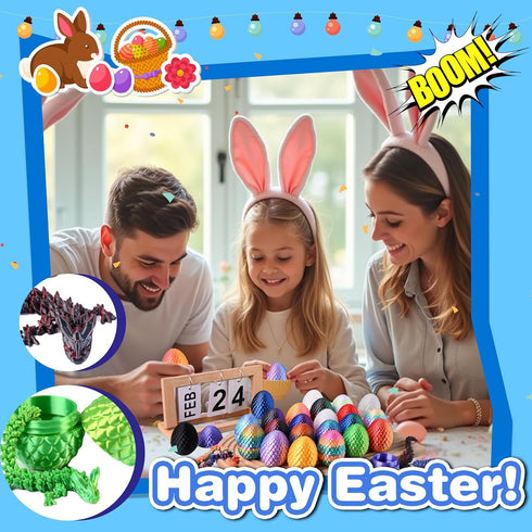 24pcs 3D Printed Dragon Eggs, Articulated Dragon Fidget Toys for Party Favors, Unique Birthday Gift for Kids Teens