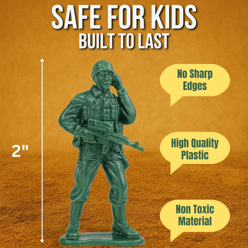 Playset Set (200 Liberty Imports Army Men Toy Soldiers Bucket WWII Action Figures with Military Vehicles, Accessories