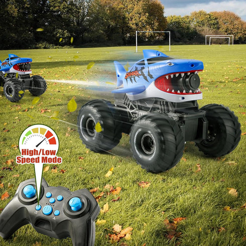 Water,4WD 2.4Ghz 6+ BOBXIN Amphibious Remote Control Shark Monster Truck Squirt All-Terrain Off-Road Waterproof RC Car
