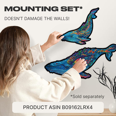 UNIDRAGON Original Wooden Jigsaw Puzzles - Milky Whales, 172 Pieces, Medium Size, Unique Gift Package