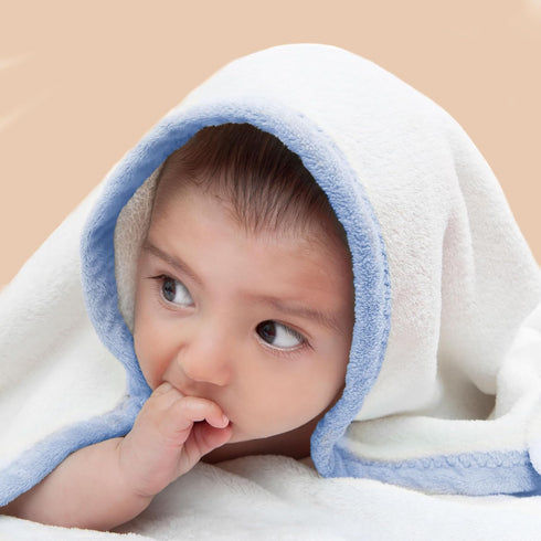 36 36 2 Pack POLYTE Premium Hypoallergenic Microfiber Hooded Baby Bath Towel, x in, (White w/Yellow,Blue Trim)