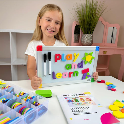 291Pcs ABC Magnets Board Magnetic Letters and Numbers Maker for Kids with Double-Side Drawing Whiteboard