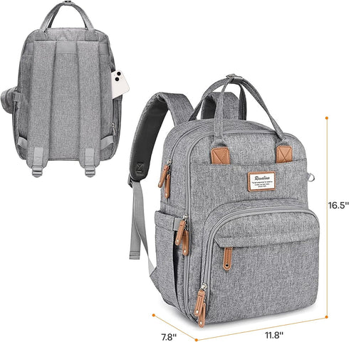 Backpack-Multifunction RUVALINO Diaper Bag Travel Baby Diaper Bag with Changing Pad, Insulated Bottle Holders