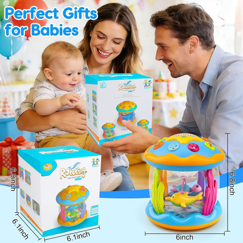 0-6 Tummy 0-3 4 5 6 7 8 9 6-12 1 2 Baby Toys Months Ocean Rotating Projector Musical Light Up Time Toys for Infants