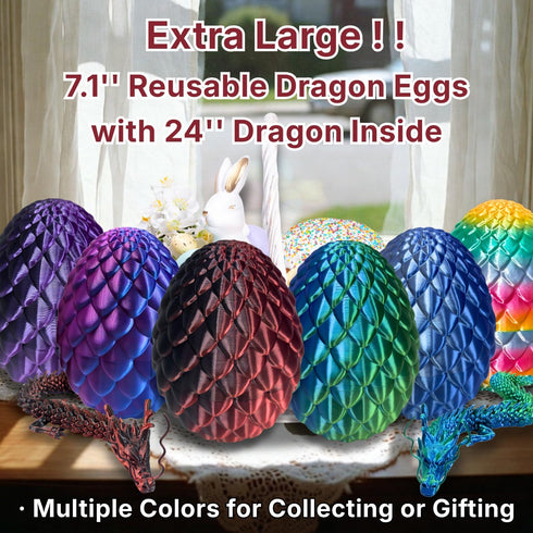 24'' 3D 2026 Large Printed Dragon Egg with Chinese Dragon Toy Inside, Reusable Big Dragon Egg for Fidget Play, Desk