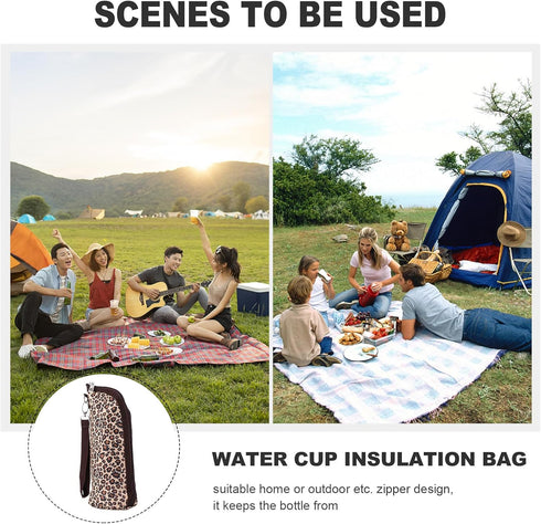 Insulated Waterproof Oxford Cloth Feeding Bottle Pouch with Leopard Print for Travel Nursing Breastmilk Storage Bag
