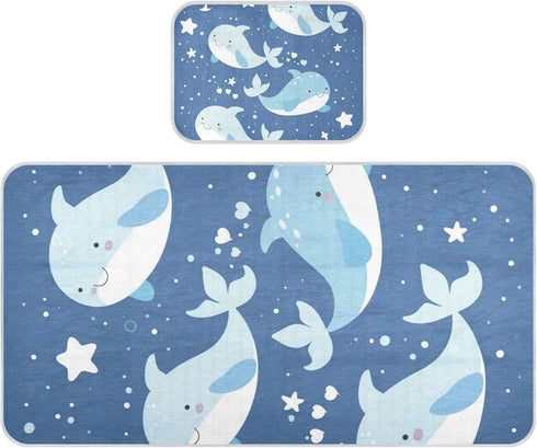 SyXIOP Cute Blue Whales Cooling Baby Waterproof Crib Mattress Cover 28" x 52"