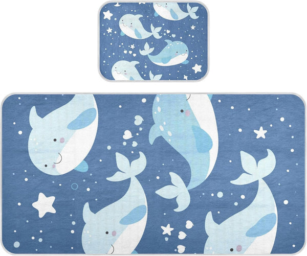 SyXIOP Cute Blue Whales Cooling Baby Waterproof Crib Mattress Cover 28" x 52"