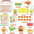 Set 3 4 5 Montessori Toys Pretend Play Food for Year Old, Wooden Fast Food Play Kitchen with Hamburger, Fries, Egg