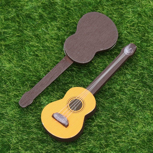 Healifty Base Guitar, 4PCS Wooden Miniature Guitar Dollhouse Musical Instrument Photo Props