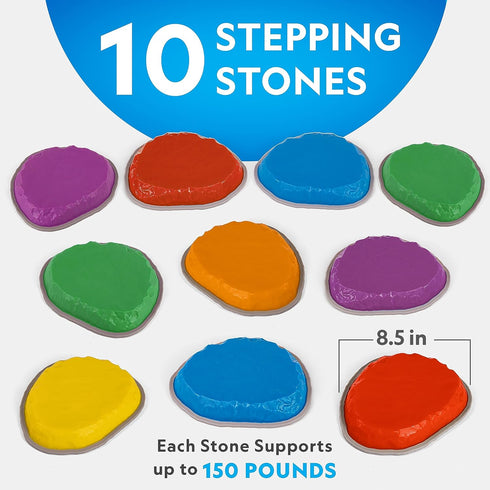 NATIONAL GEOGRAPHIC Stepping Stones for Kids, Durable Non-Slip Balance Stones for Toddler Gross Motor Skills, Indoor &