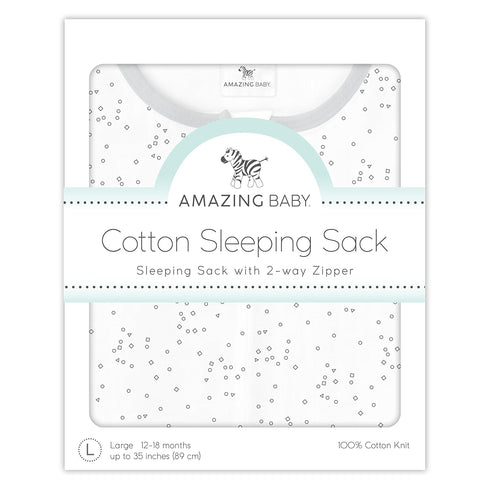 Amazing Baby Cotton Sleeping Sack, Sterling Confetti Wearable Blanket with 2-way Zipper, Small (0-6 mo)