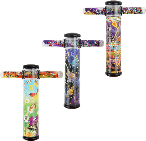 Playlearn Butterfly Design Kaleidoscope Glitter Wand, 6" Kaleidoscope Toy with 5" Spiral Glitter Wand