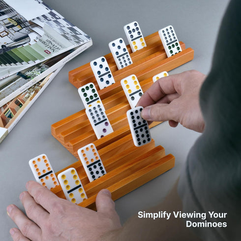 Set 4 Queensell Domino Holders for Mexican Train - Domino Trays of - Mexican Train Accessories - Domino Racks from