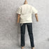 1/6 Custom Scale Clothes - T-Shirt + Jean Trousers for 12" Male Action Figure Doll Clothes (White)