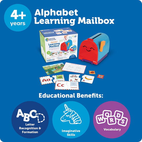 Mailbox Learning Resources Alphabet Learning - Montessori Toddler Toys, ABC Letter Tracing, Writing Practice