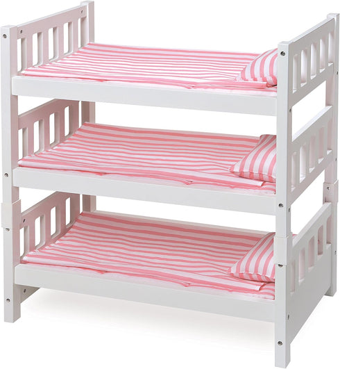 Badger Basket Pink Stripe Convertible Doll Bunk Bed with Storage Baskets & Personalization Kit for 20 inch Dolls