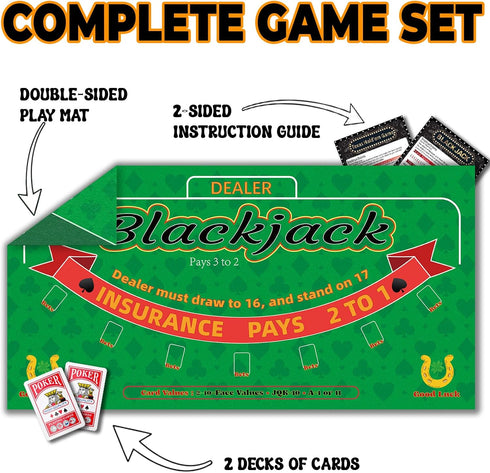 36x72Blackjack Set 2 Double Sided Poker Mat Table Topper, Casino Felt Cover, Texas Hold'em Cloth, Blackjack & Texas