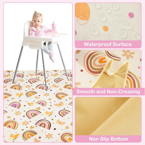 46x42 Inches Basumee Splat Mat High Chair Mat Waterproof Baby Play Splat Mat for Under High Chair Food Catcher