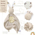 Set 4 Organic Cotton Baby Gift Piece Muslin Bunny Lovey Blanket + Teether Ring + Bandana Bib + Announcement Card |